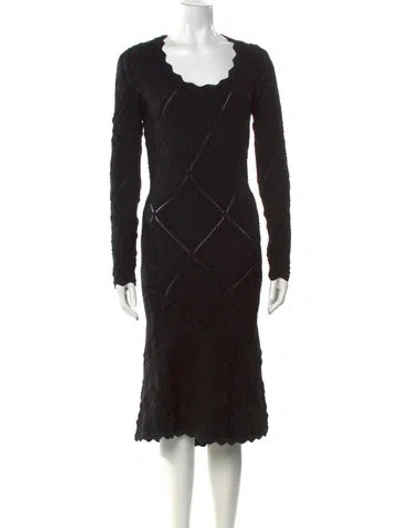 Pre-owned Burberry Wool Midi Length Dress In Black
