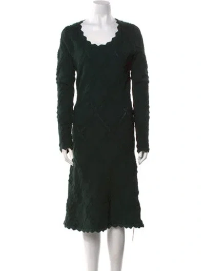 Pre-owned Burberry Wool Midi Length Dress In Green