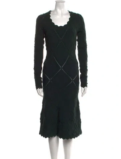 Pre-owned Burberry Wool Midi Length Dress In Green