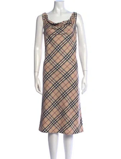 Pre-owned Burberry Wool Midi Length Dress In Neutrals