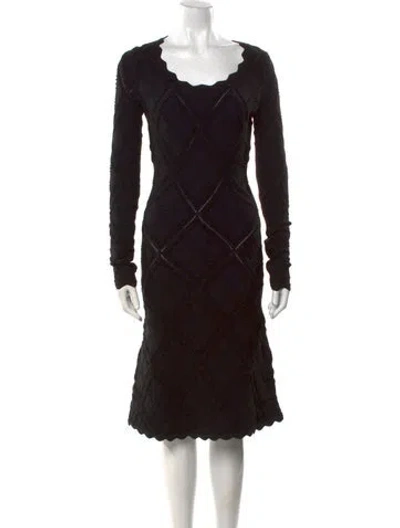 Pre-owned Burberry Wool Midi Length Dress W/ Tags In Black