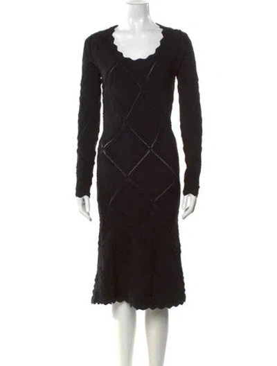 Pre-owned Burberry Wool Midi Length Dress W/ Tags In Black
