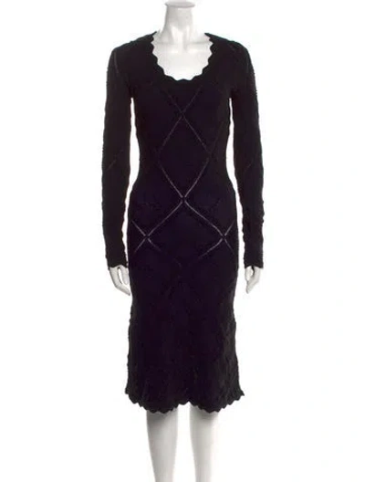 Pre-owned Burberry Wool Midi Length Dress W/ Tags In Black