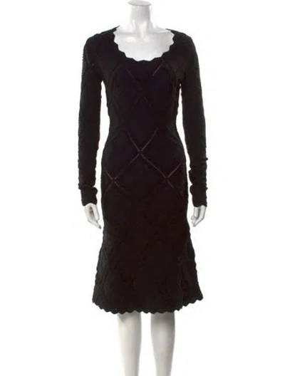 Pre-owned Burberry Wool Midi Length Dress W/ Tags In Black