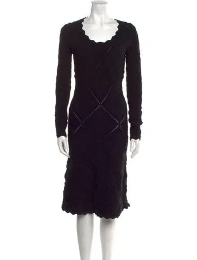 Pre-owned Burberry Wool Midi Length Dress W/ Tags In Black