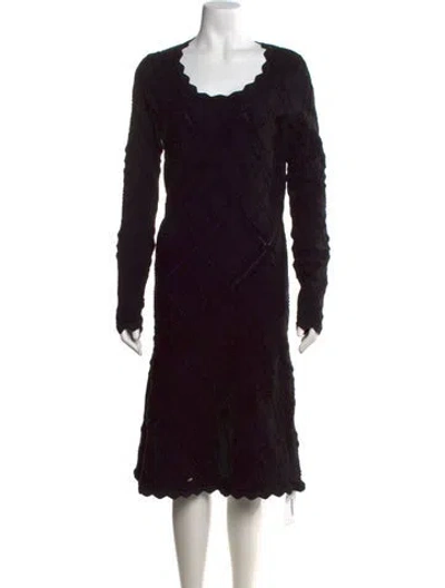 Pre-owned Burberry Wool Midi Length Dress W/ Tags In Black