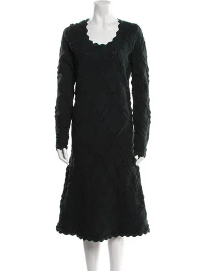 Pre-owned Burberry Wool Midi Length Dress W/ Tags In Green