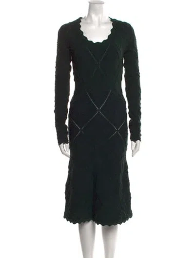 Pre-owned Burberry Wool Midi Length Dress W/ Tags In Green