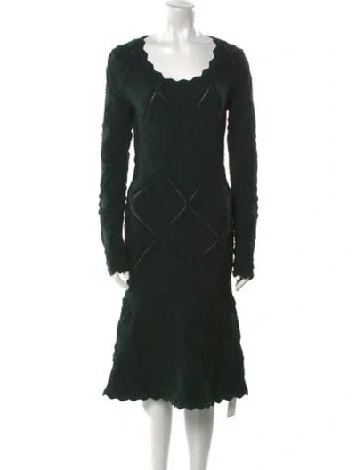 Pre-owned Burberry Wool Midi Length Dress W/ Tags In Green