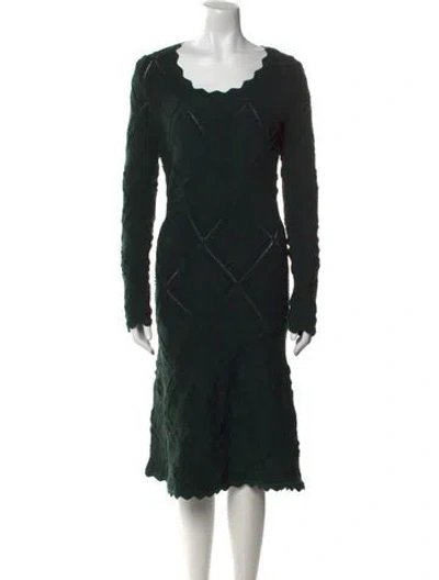 Pre-owned Burberry Wool Midi Length Dress W/ Tags In Green