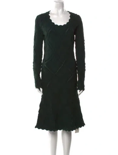 Pre-owned Burberry Wool Midi Length Dress W/ Tags In Green