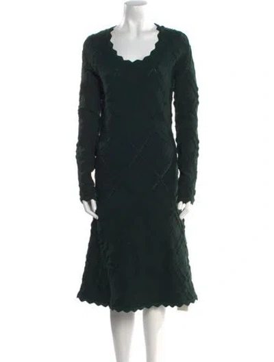 Pre-owned Burberry Wool Midi Length Dress W/ Tags In Green