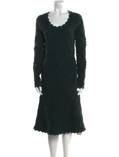 Pre-owned Burberry Wool Midi Length Dress W/ Tags In Green