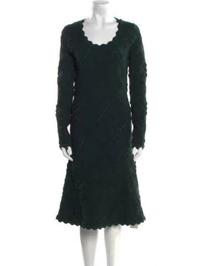 Pre-owned Burberry Wool Midi Length Dress W/ Tags In Green