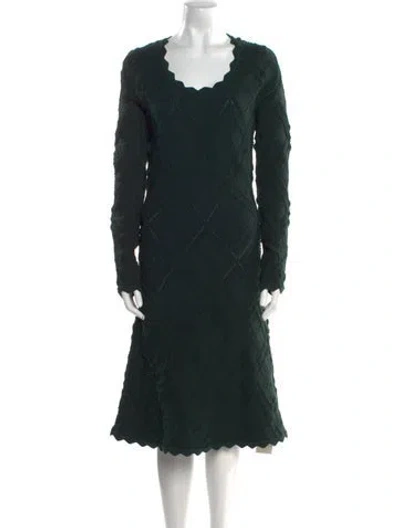 Pre-owned Burberry Wool Midi Length Dress W/ Tags In Green