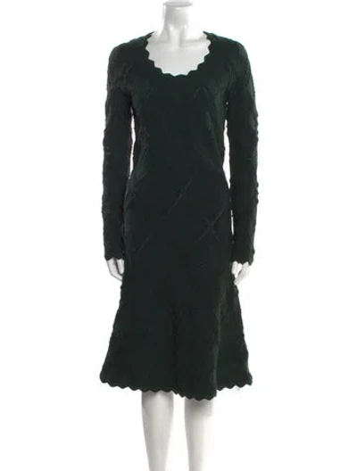 Pre-owned Burberry Wool Midi Length Dress W/ Tags In Green