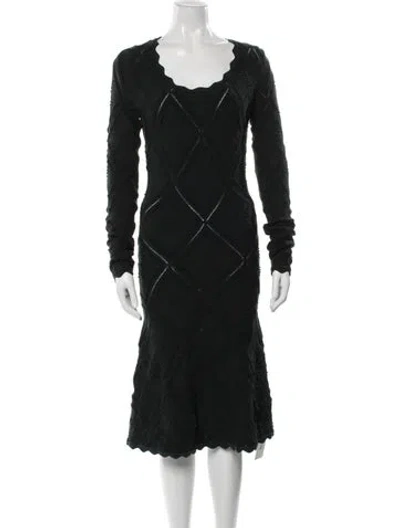 Pre-owned Burberry Wool Midi Length Dress W/ Tags In Green