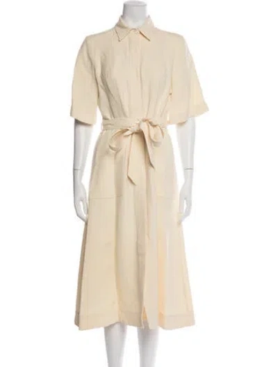 Pre-owned Burberry Wool Midi Length Dress W/ Tags In Neutrals