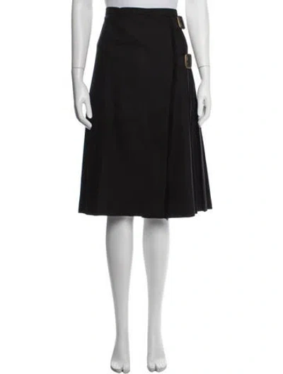 Pre-owned Burberry Wool Midi Length Skirt In Black