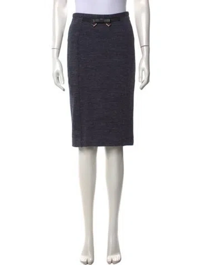 Pre-owned Burberry Wool Midi Length Skirt In Blue