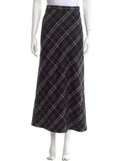 Pre-owned Burberry Wool Midi Length Skirt In Brown