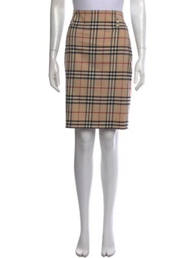 Pre-owned Burberry Wool Midi Length Skirt In Brown