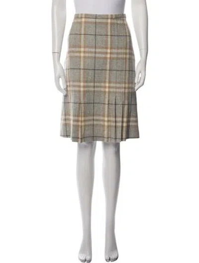 Pre-owned Burberry Wool Midi Length Skirt In Grey/neutrals