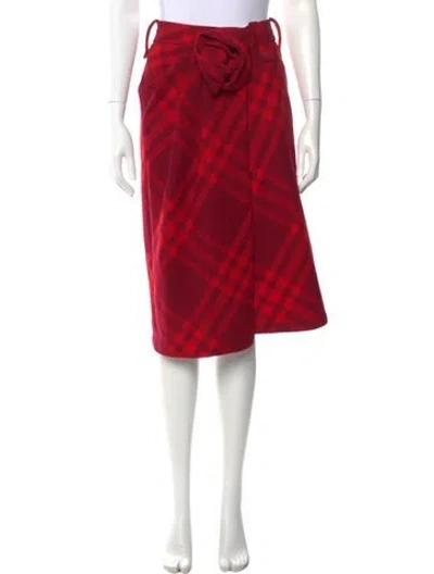 Pre-owned Burberry Wool Midi Length Skirt In Red