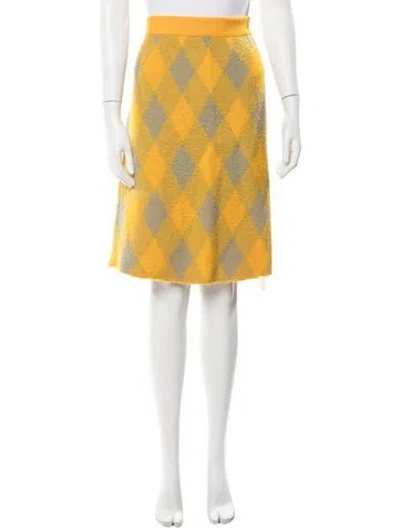 Pre-owned Burberry Wool Midi Length Skirt W/ Tags In Yellow