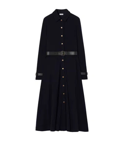 Burberry Wool Midi Shirt Dress In Black