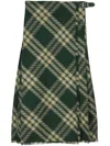 Burberry Maxi Kilt With Check Pattern In Green