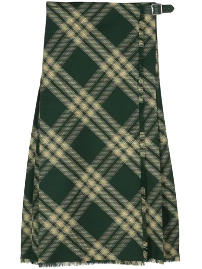 Burberry Women Wool Skirt In Green