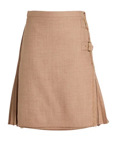 Burberry Wool Midi Skirt In Brown