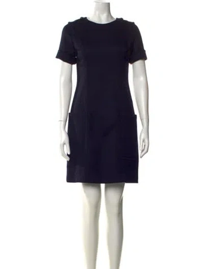 Pre-owned Burberry Wool Mini Dress In Blue
