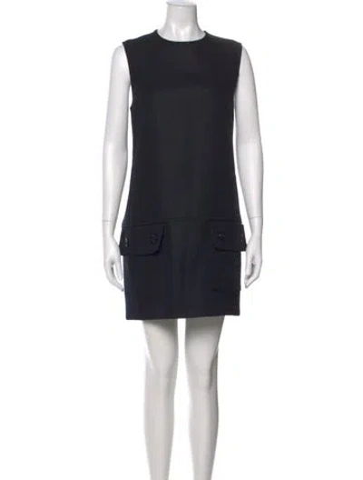 Pre-owned Burberry Wool Mini Dress In Blue