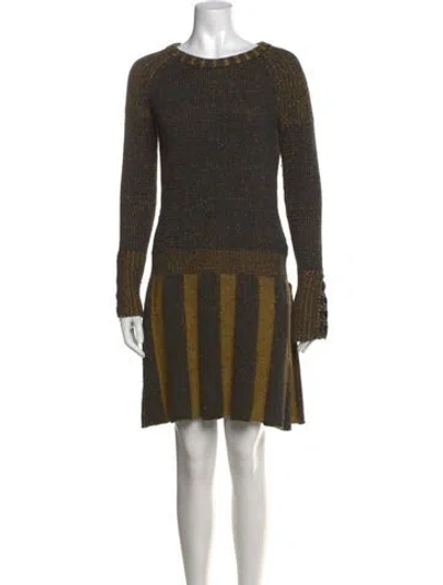 Pre-owned Burberry Wool Mini Dress In Blue/yellow