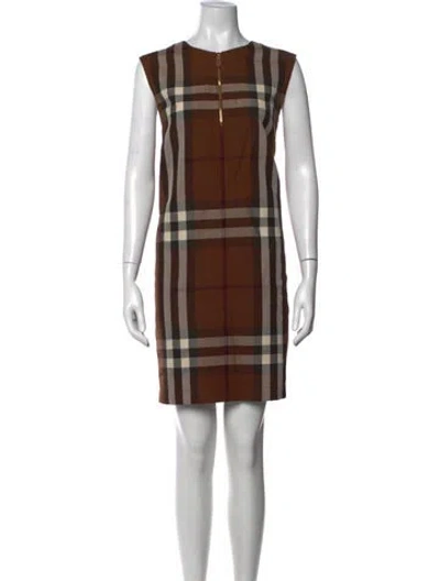 Pre-owned Burberry Wool Mini Dress In Brown