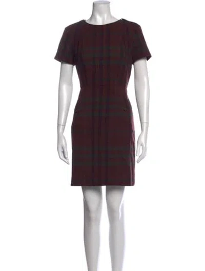 Pre-owned Burberry Wool Mini Dress In Burgundy