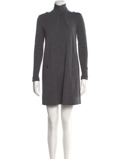 Pre-owned Burberry Wool Mini Dress In Gray