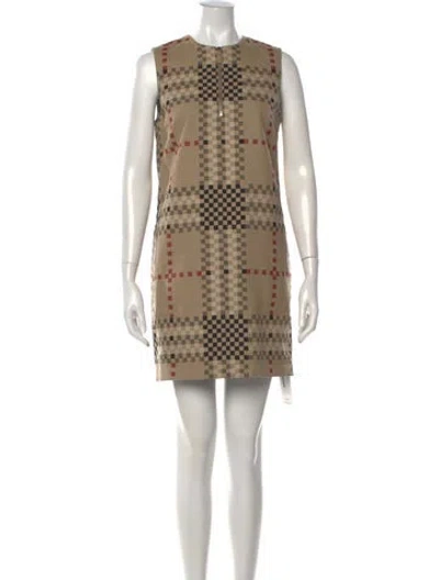 Pre-owned Burberry Wool Mini Dress In Neutrals