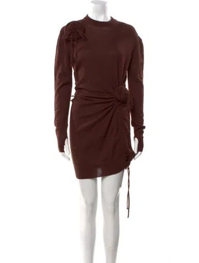 Pre-owned Burberry Wool Mini Dress W/ Tags In Brown