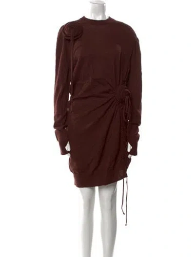 Pre-owned Burberry Wool Mini Dress W/ Tags In Brown