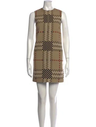 Pre-owned Burberry Wool Mini Dress W/ Tags In Neutrals