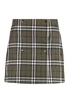 Burberry Button-embellished Checked Wool-twill Mini Skirt