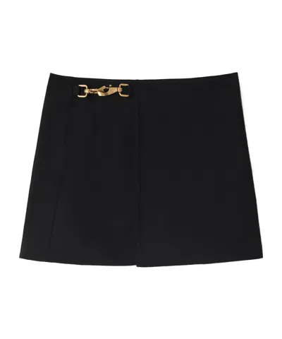 BURBERRY BURBERRY BUCKLE DETAILED ASYMMETRIC MINI SKIRT