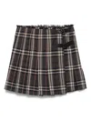 Burberry Leather-trimmed Pleated Checked Wool Mini Skirt In Black