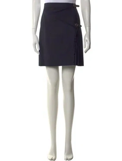 Pre-owned Burberry Wool Mini Skirt In Blue