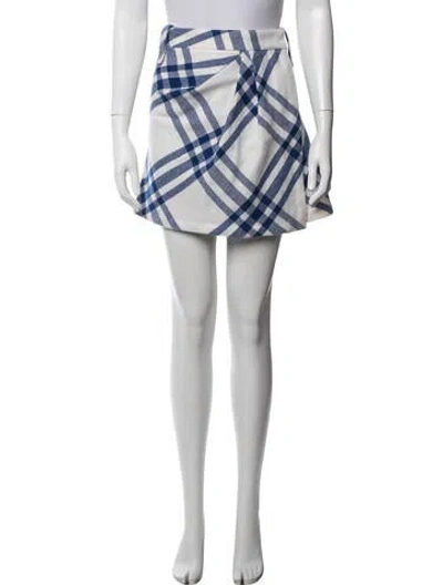 Pre-owned Burberry Wool Mini Skirt In Blue