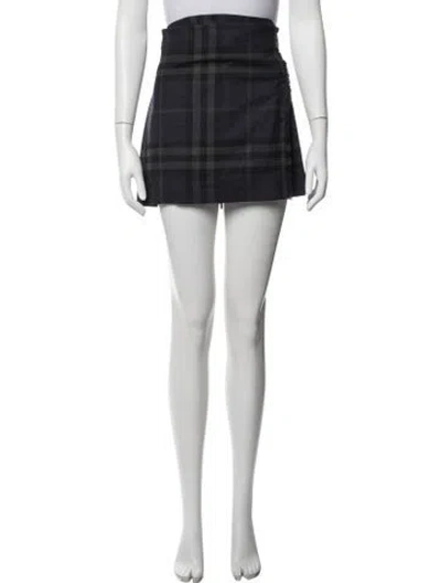 Pre-owned Burberry Wool Mini Skirt In Blue
