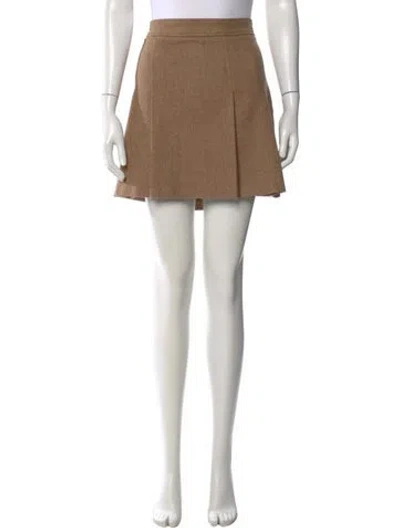 Pre-owned Burberry Wool Mini Skirt In Brown